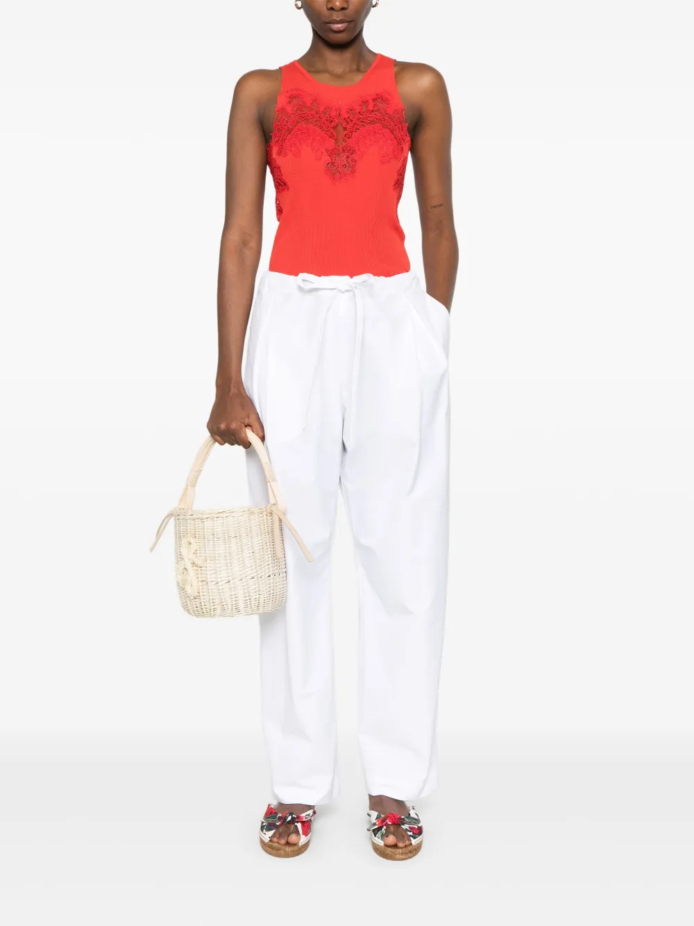 Ermanno Scervino Tanktop met veters - Rood