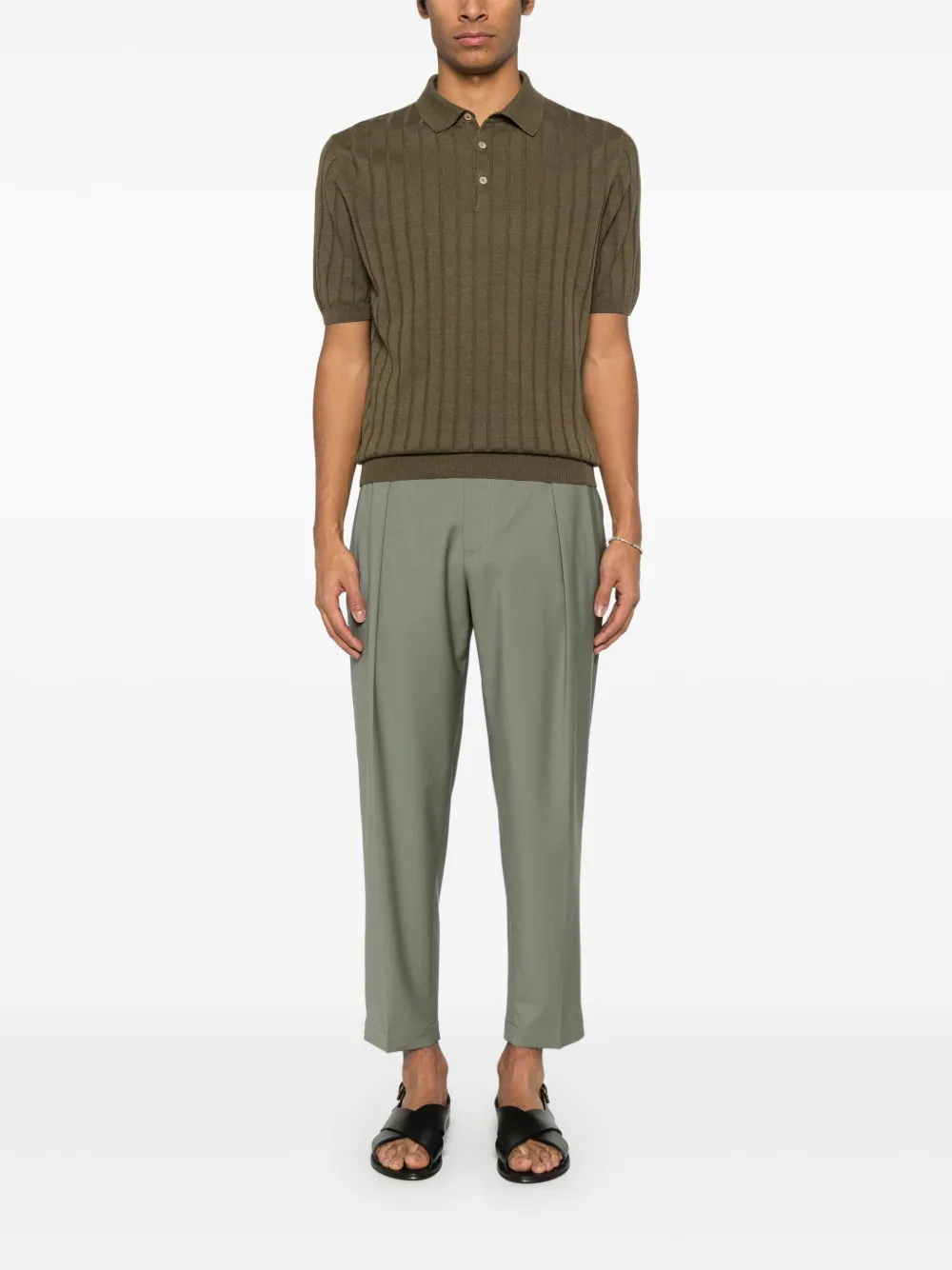 Boglioli Geribbeld poloshirt - Groen
