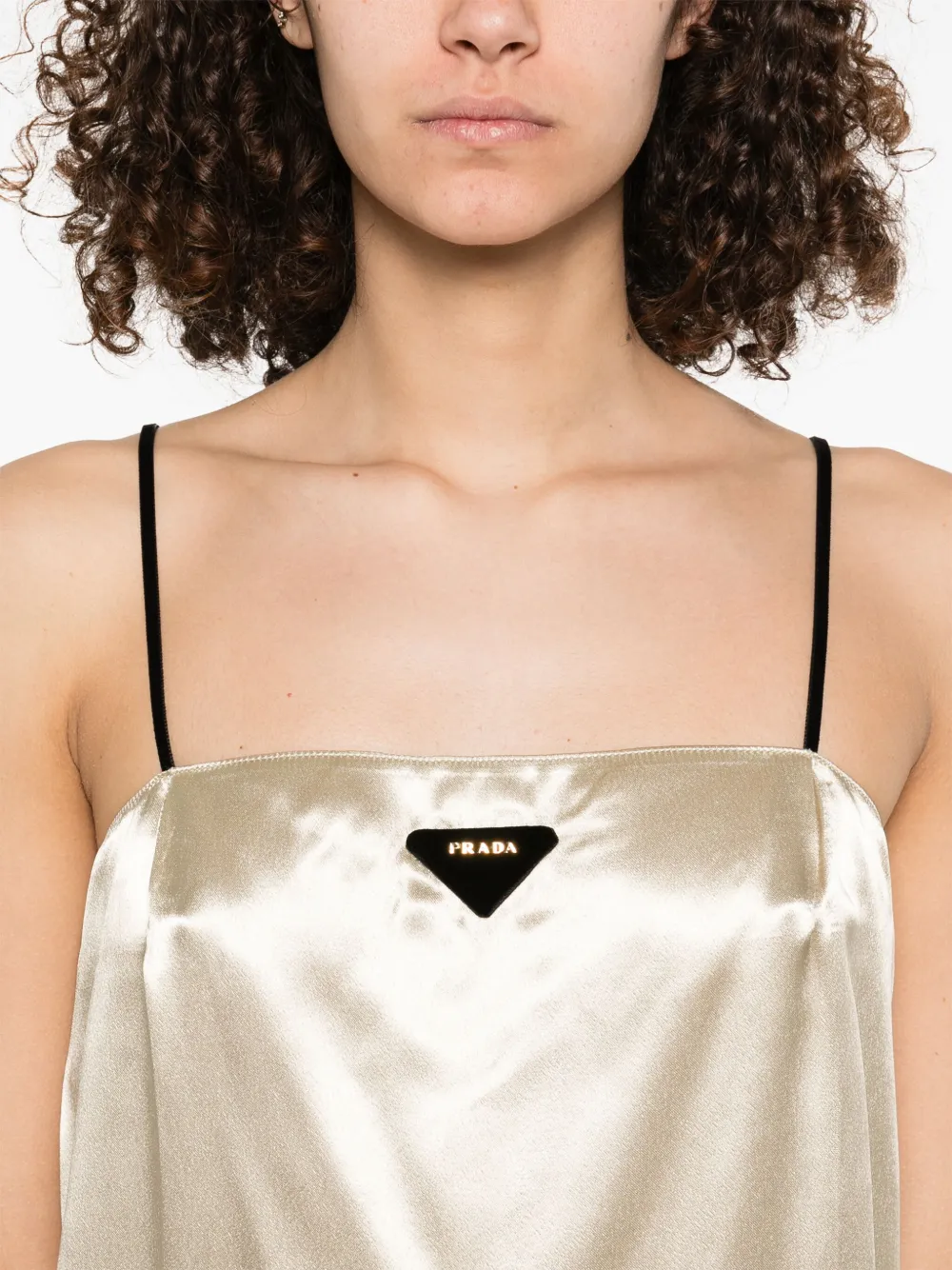 Prada Jurk met triangel logo Beige