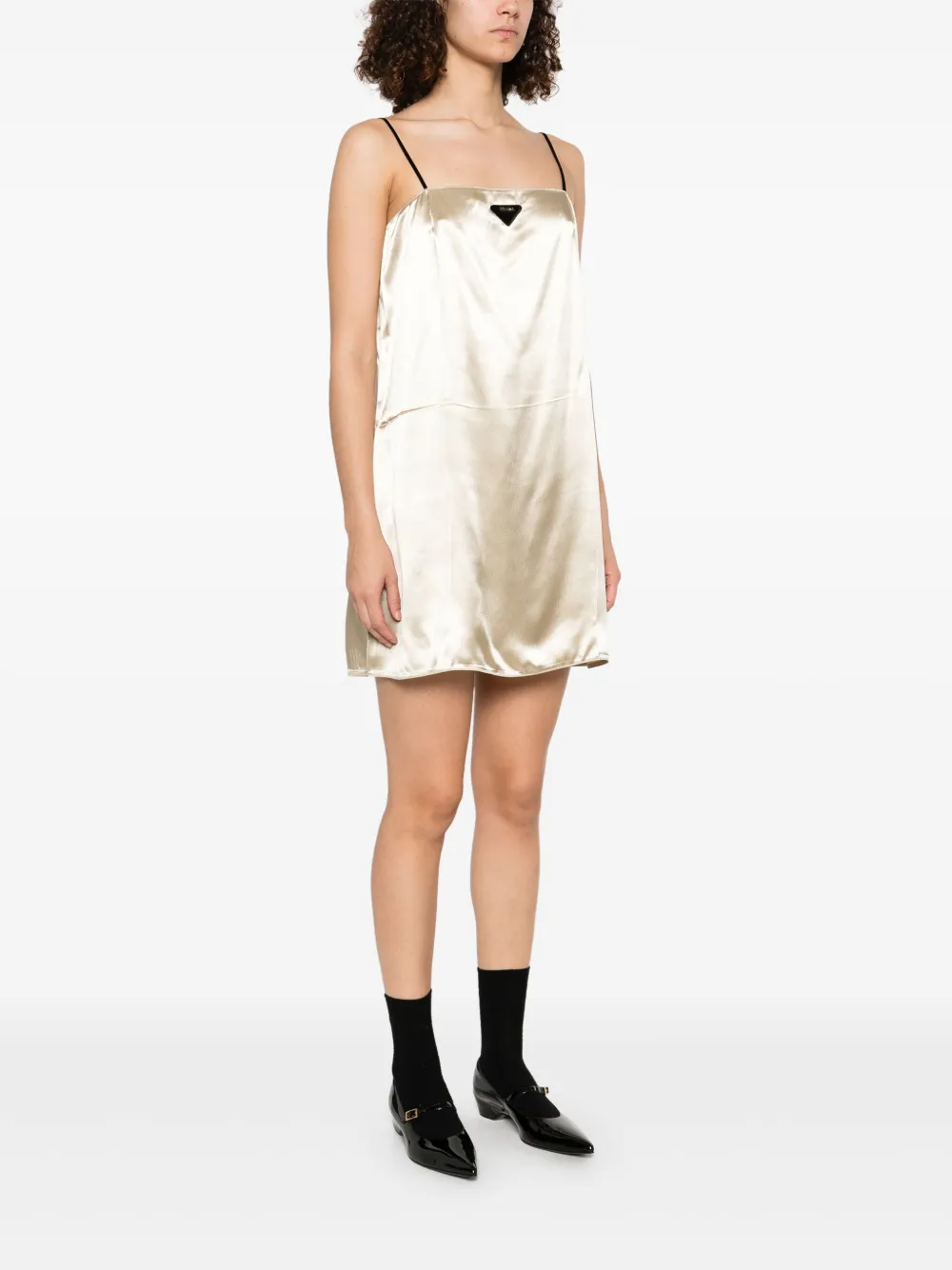 Prada Jurk met triangel logo Beige