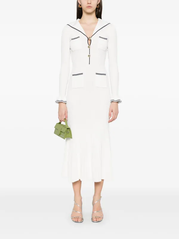Self-Portrait Ribbed Maxi Dress White FARFETCH VN