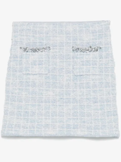 Self-Portrait checked knitted mini skirt