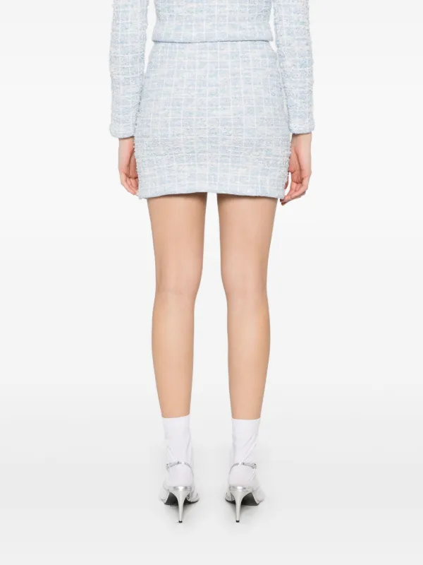 【関税&送料込】Self-Portrait Knitted Mini Skirt Self-Portrait Checked Knitted Mini Skirt | Blue | FARFETCH