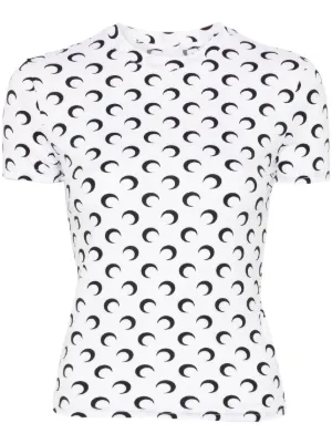 Marine Serre Moon-print crew-neck Top | White | FARFETCH