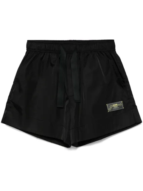 GANNI logo-patch shorts
