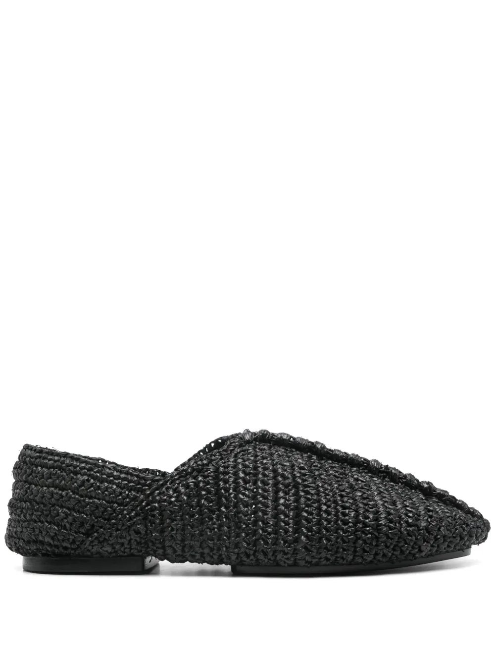 JIL SANDER+ raffia slippers Black