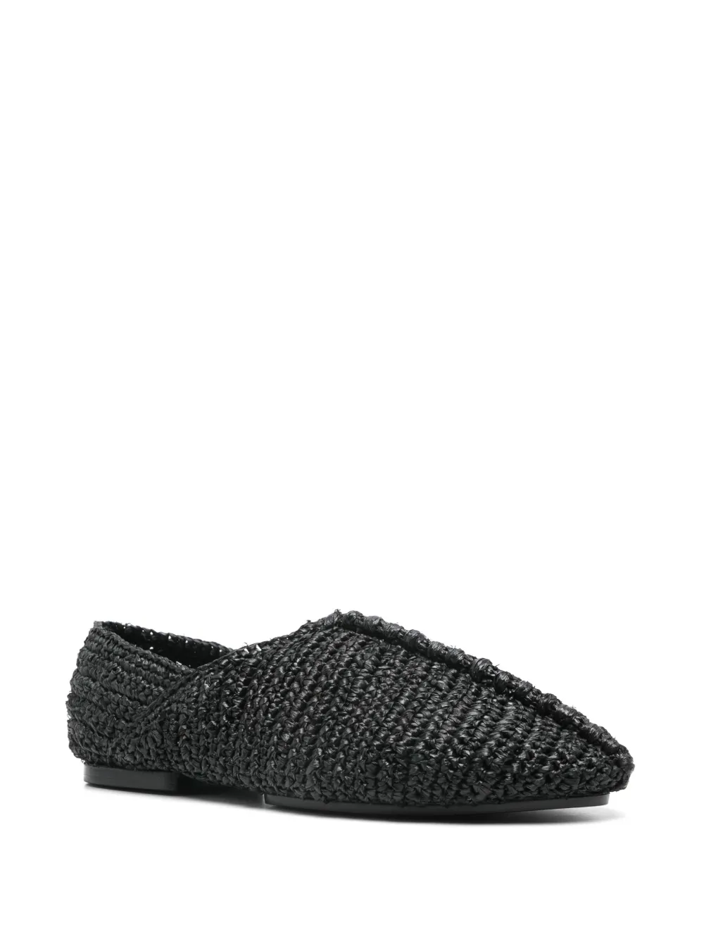 JIL SANDER+ raffia slippers Black