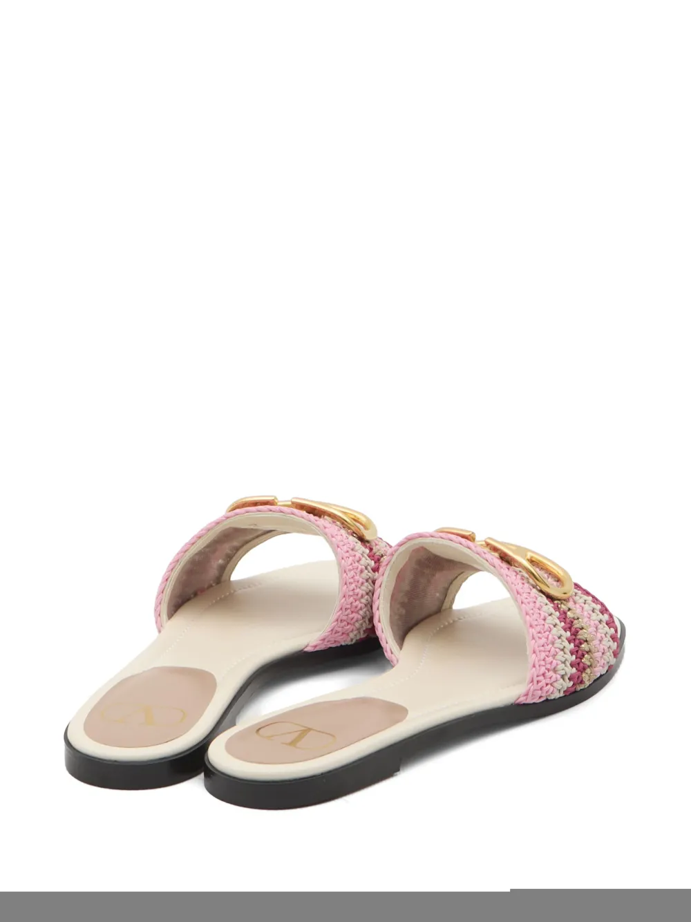 Valentino Vlogo Signature Slide Sandal With Crochet Embroidery In Pink