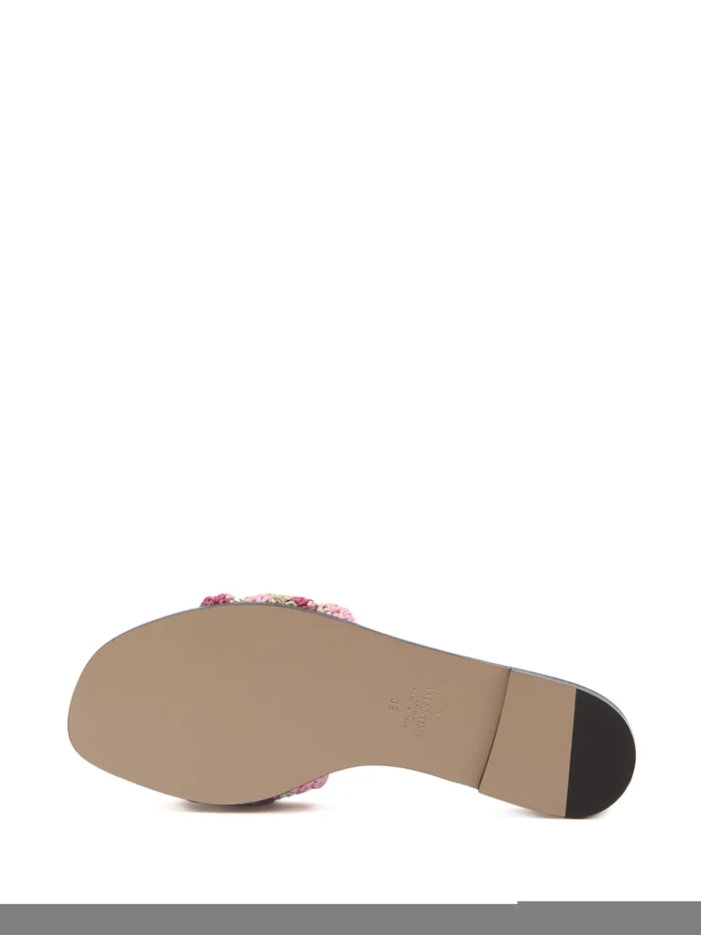 Valentino Vlogo Signature Slide Sandal With Crochet Embroidery In Pink