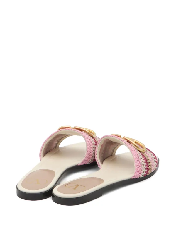 Valentino Garavani V ロゴ サンダル フラット ピンク 関税込 Valentino Garavani Vロゴ シグネチャー サンダル | ピンク