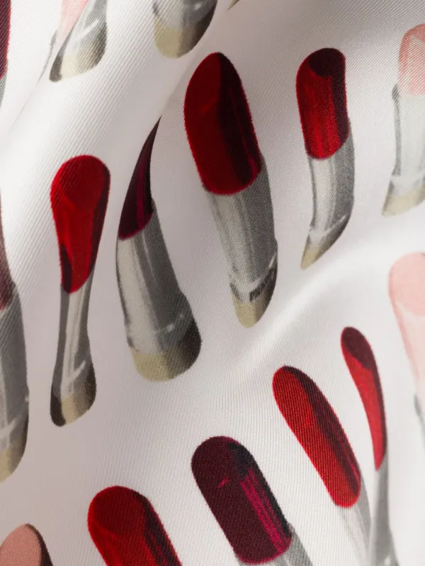 【関税込み】PRADA Symbole' print scarf Red Prada Symbole Silk Printed Twill Scarf () IFCHIC.COM