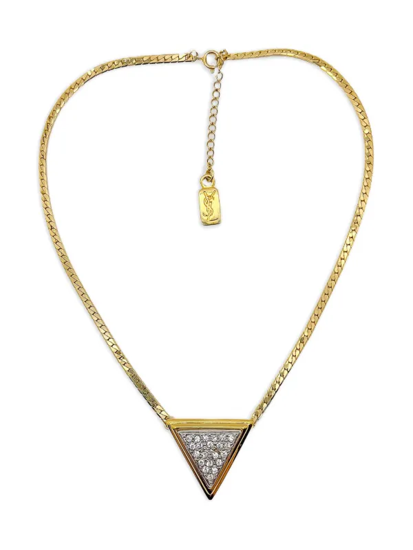 Saint Laurent Pre-owned 1980s Geo-style Rhinestone Necklace in Gold