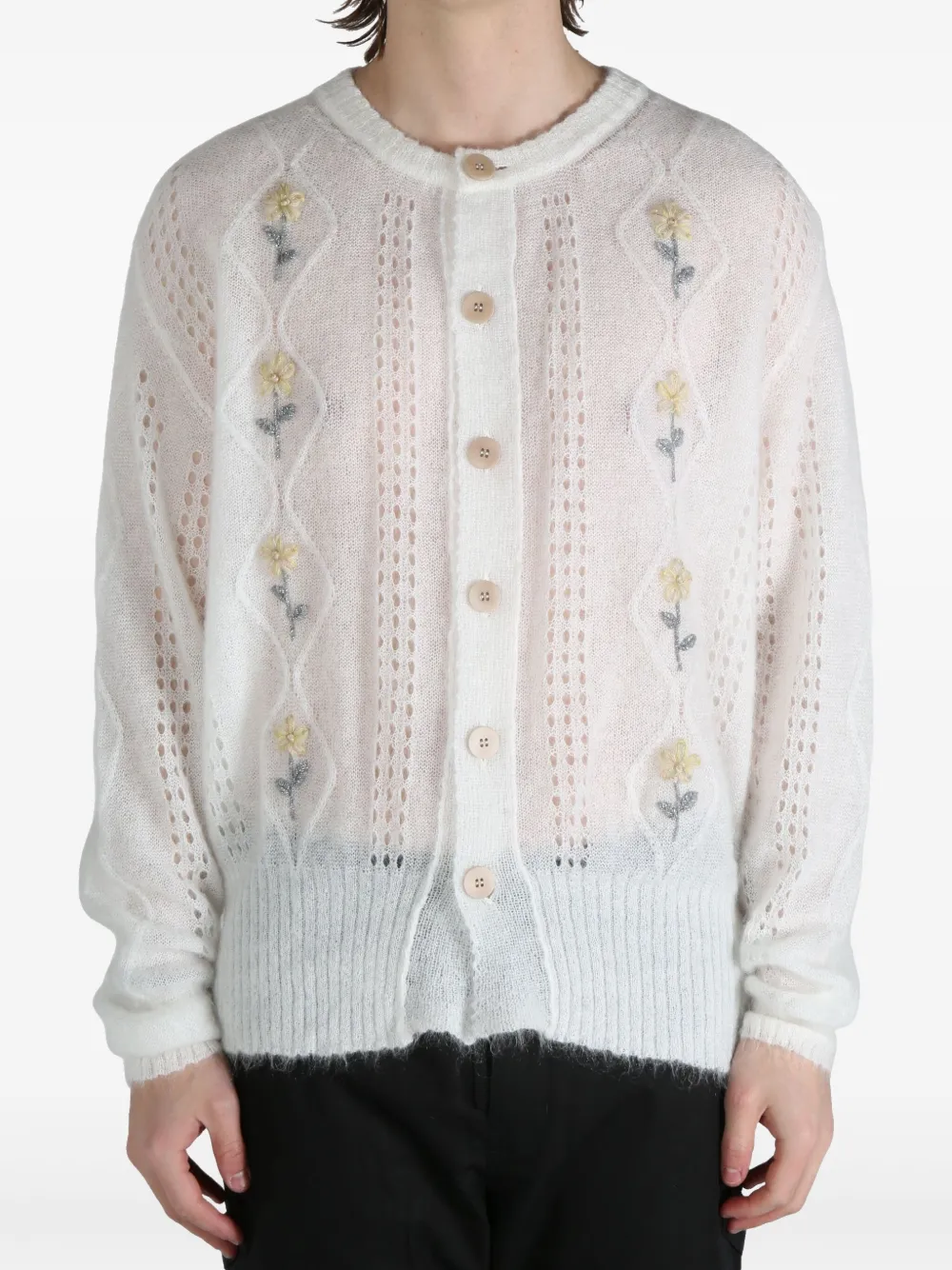 Magliano floral-embroidered cardigan - Wit