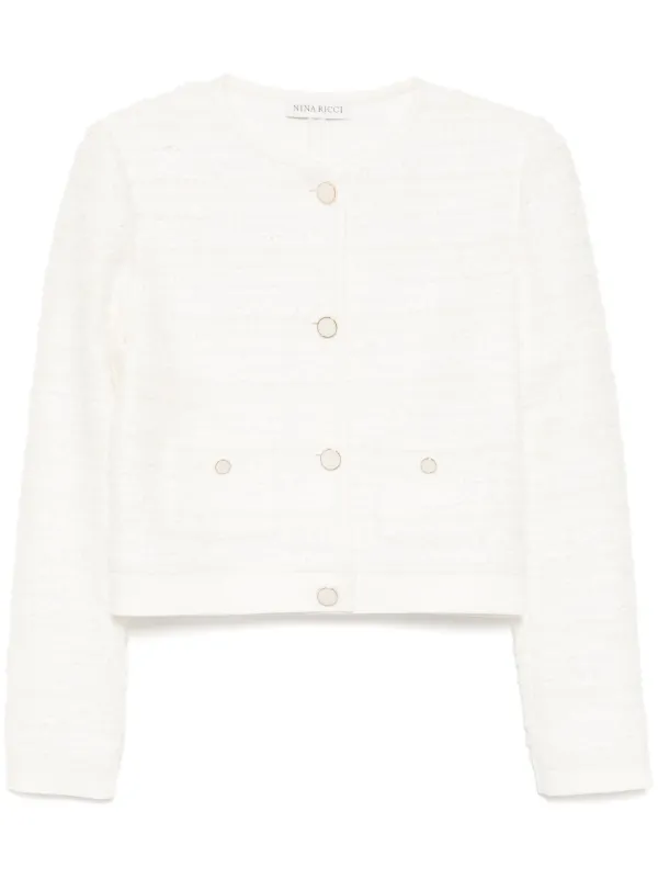 Nina Ricci ツイードジャケット Cropped cotton-blend tweed jacket in purple - Nina Ricci