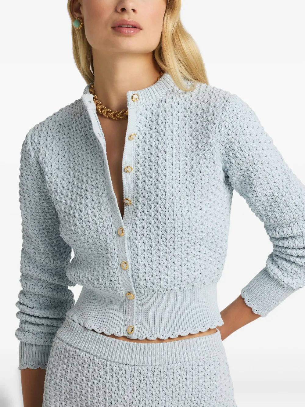 St John Re Edition Slub Texture Cardigan In Blau
