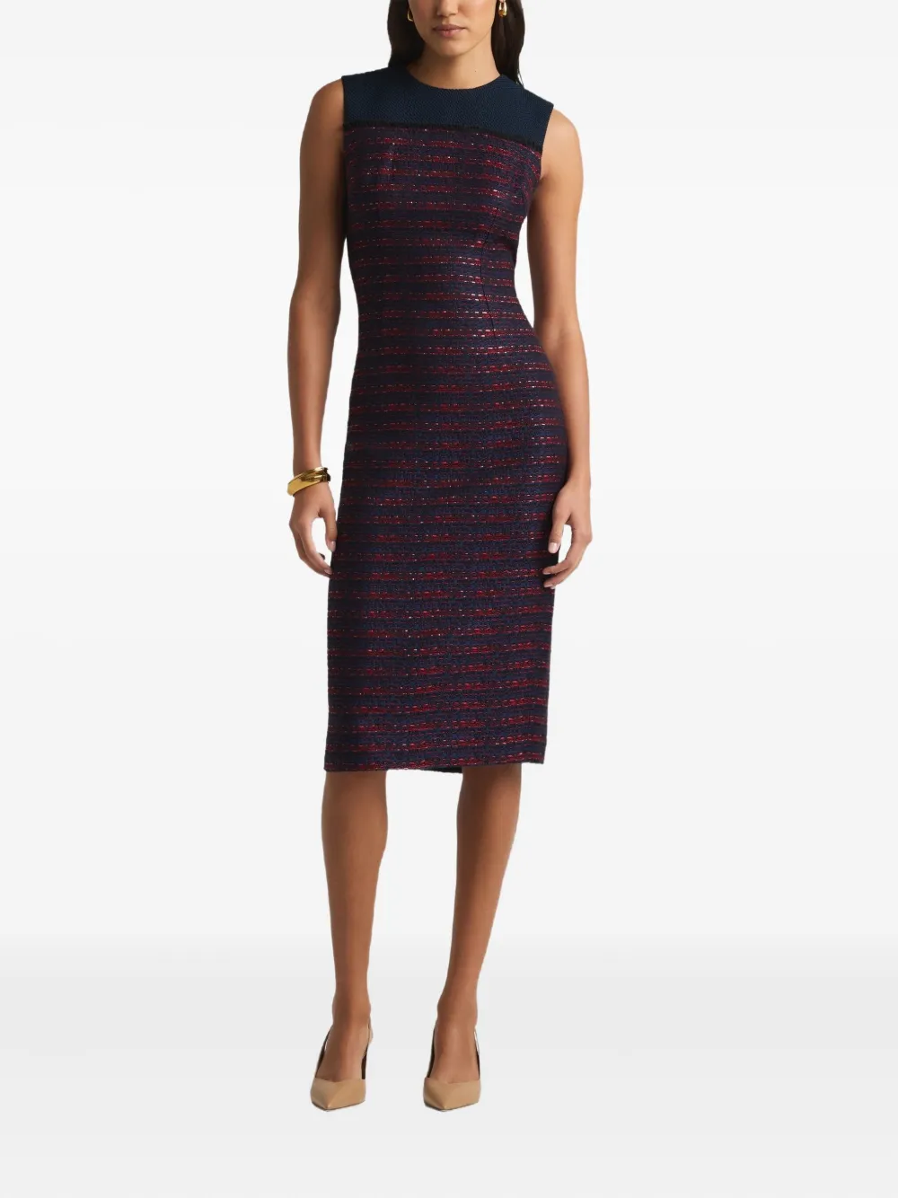 St. John Tweed midi-jurk - Blauw