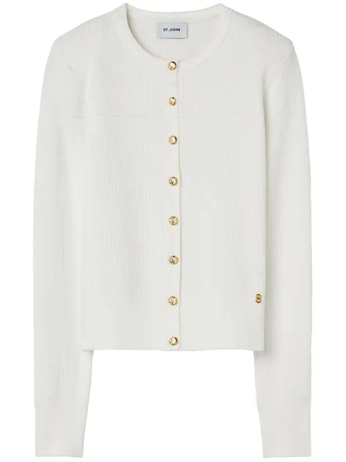 Cardigan en maille fine nervuré - St. John - Modalova