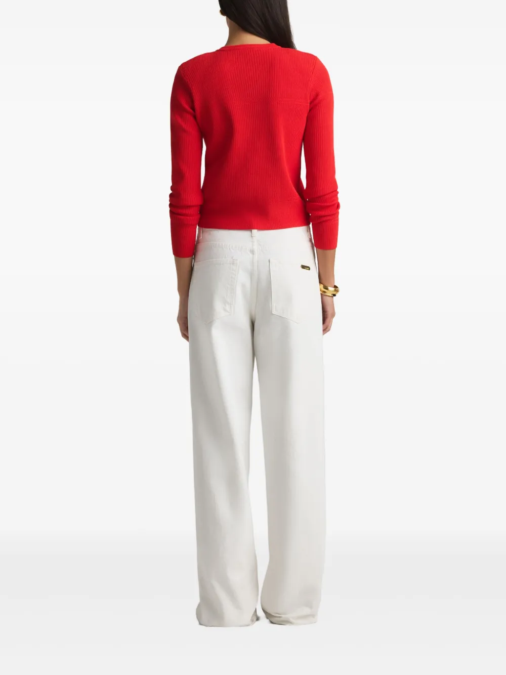 St. John Fijngeribbeld vest Rood