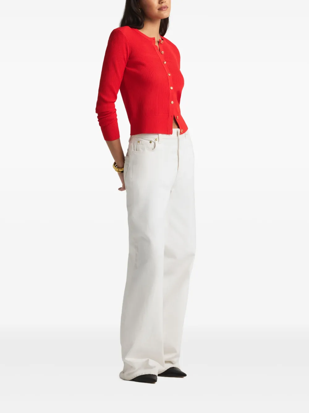 St. John Fijngeribbeld vest Rood