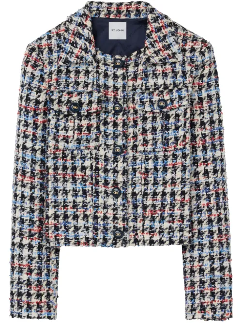 Blazer structuré à motif pied-de-poule - St. John - Modalova