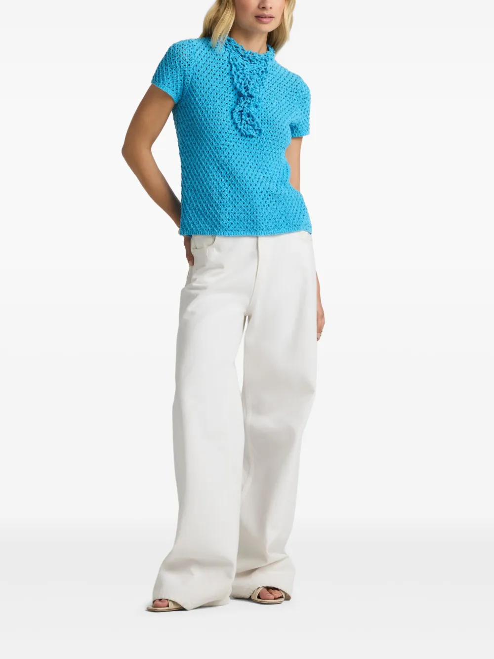 St. John open-knit blouse - Blauw