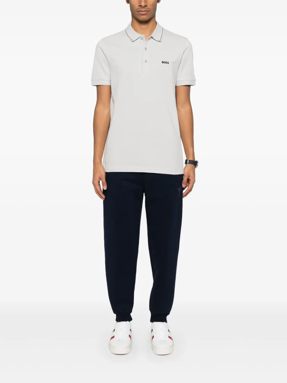 BOSS Piqué poloshirt - Grijs