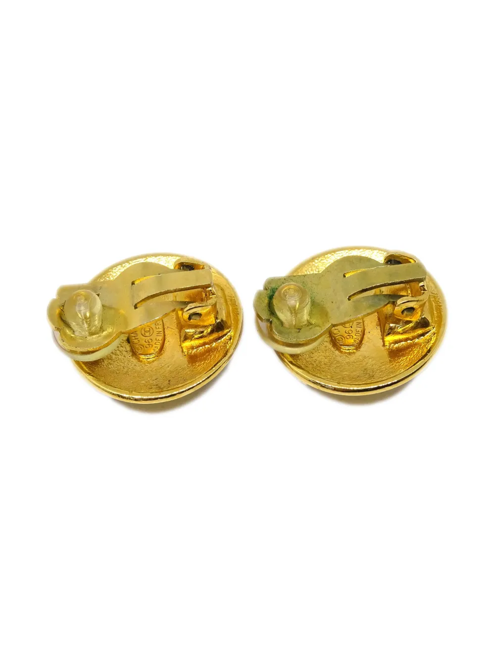 Pre-owned Chanel 1996 Cc Clip-on Earrings In Gold