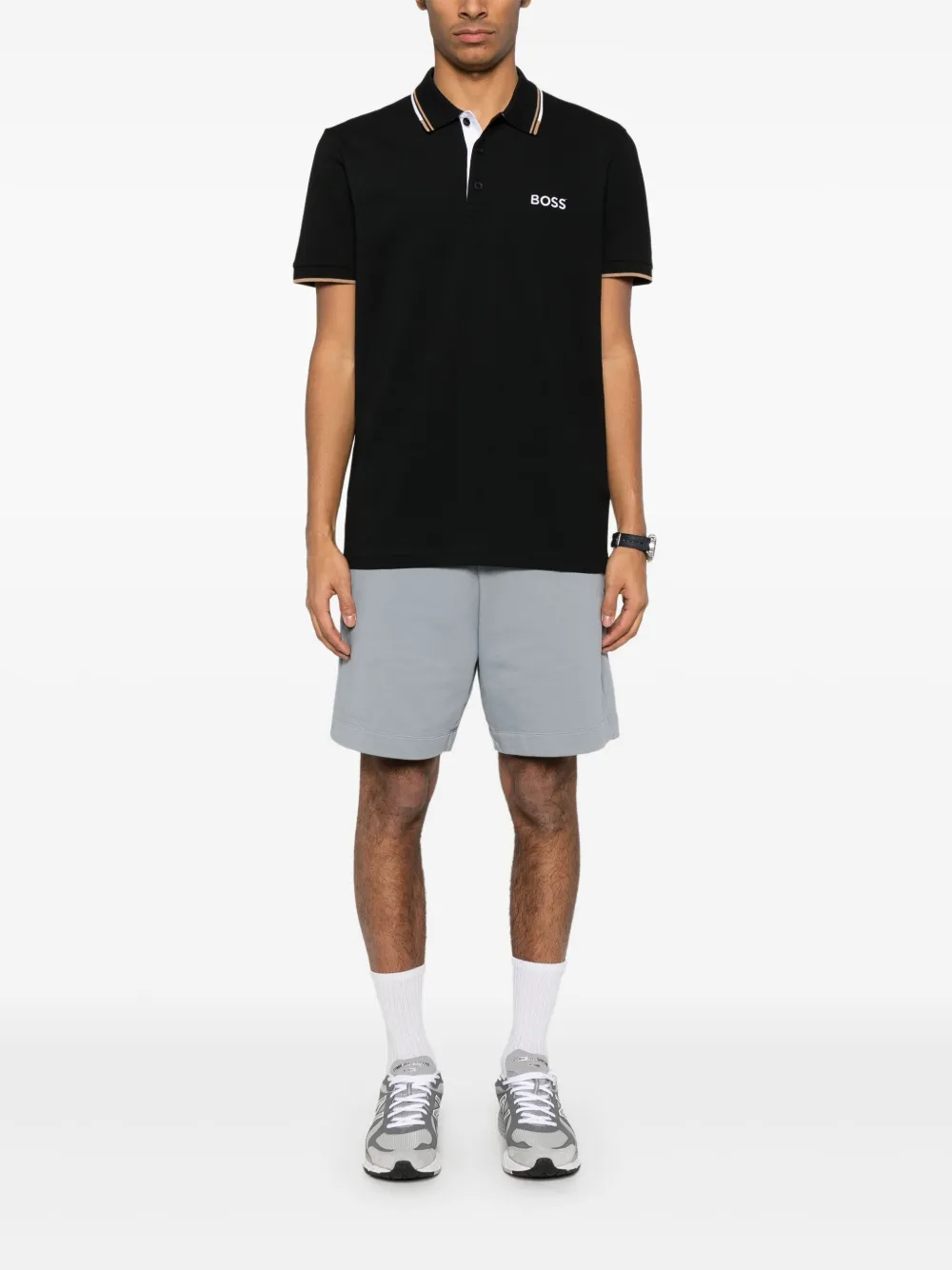 BOSS Poloshirt met geborduurd logo - Zwart