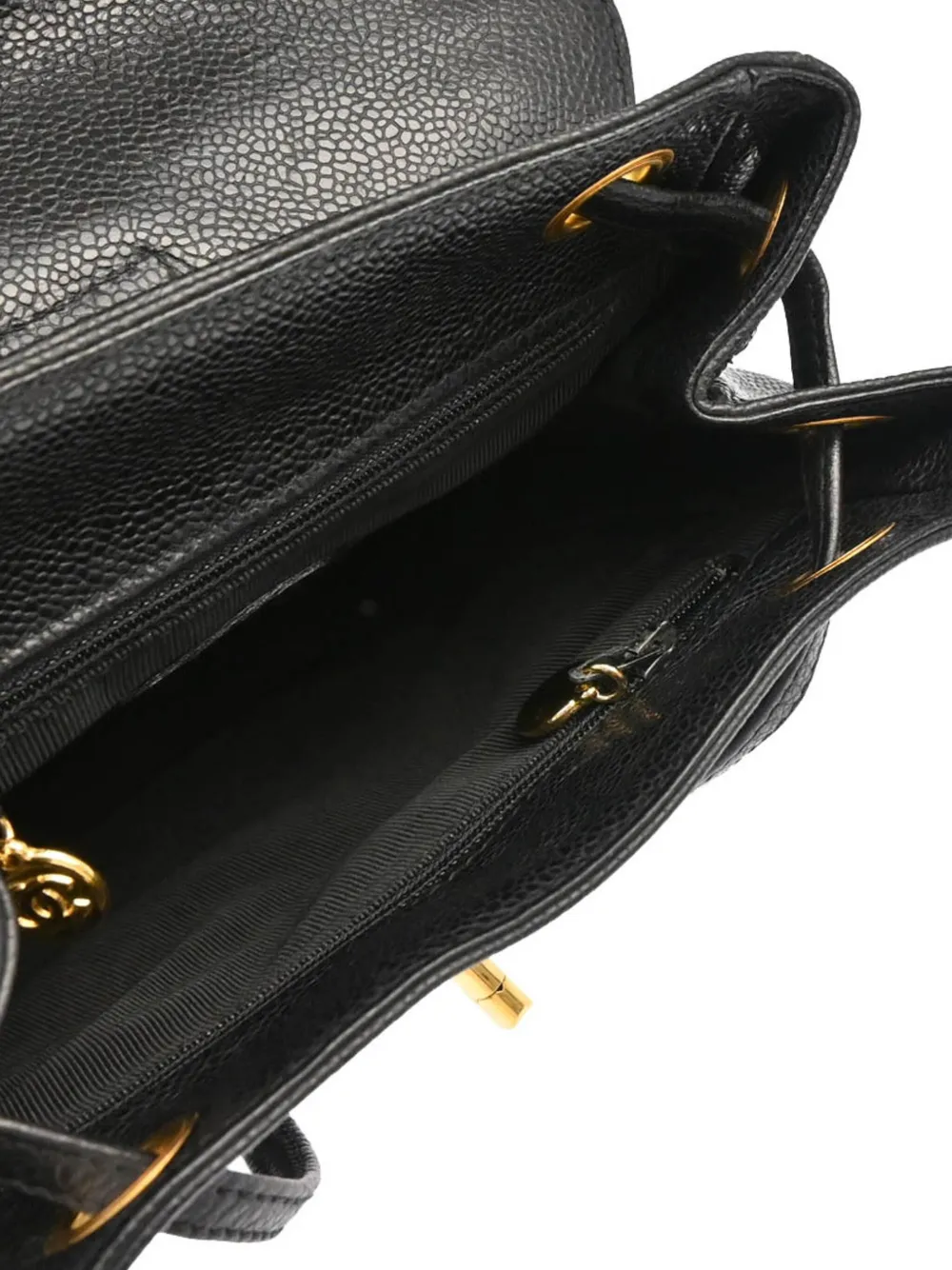 Pre-owned Chanel 1997 Triple Cc Backpack In Black