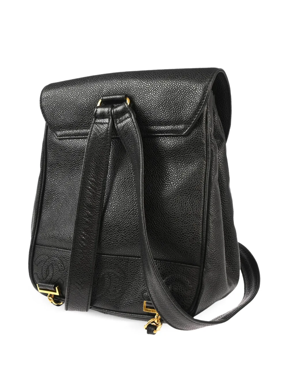Pre-owned Chanel 1997 Triple Cc Backpack In Black