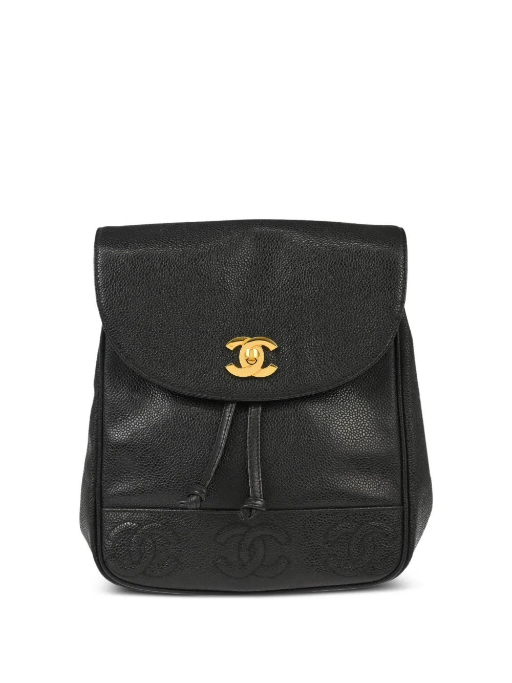 Pre-owned Chanel 1997 Triple Cc Backpack In Black