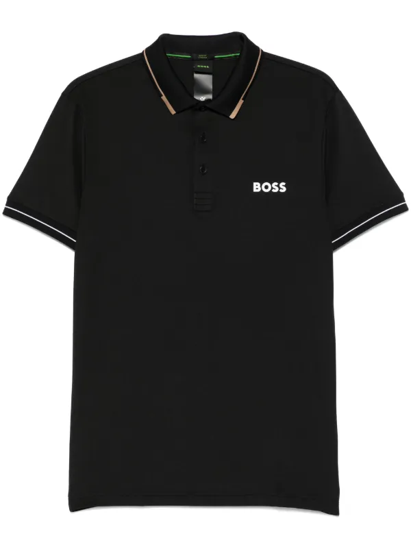 BOSS Camisa Stretch Con Cuello De Polo Negro FARFETCH CO