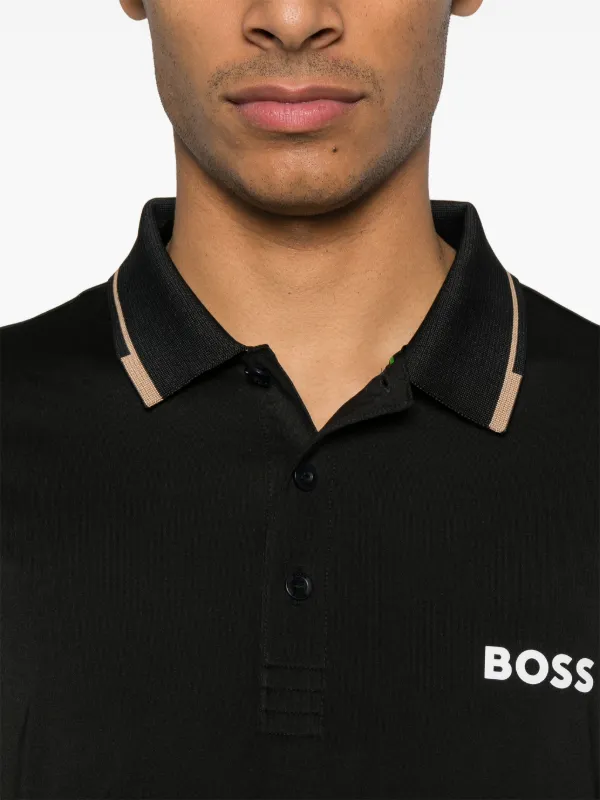 BOSS Camisa Stretch Con Cuello De Polo Negro FARFETCH CO