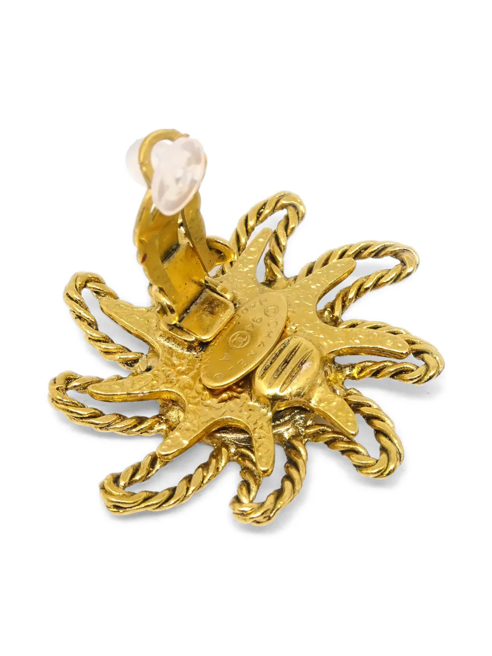 Pre-owned Chanel 1994 Sun Earrings In Gold