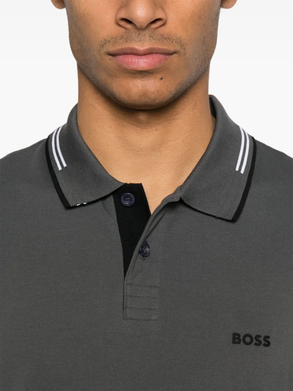BOSS Poloshirt met rubber logo Grijs