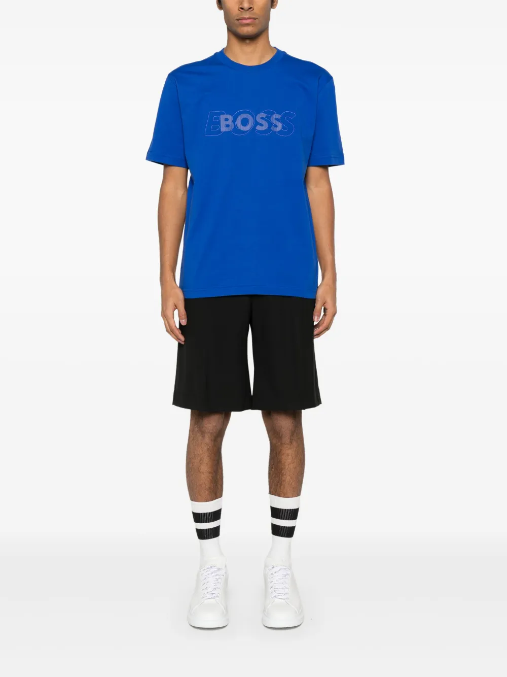 BOSS T-shirt met geborduurd logo - Blauw