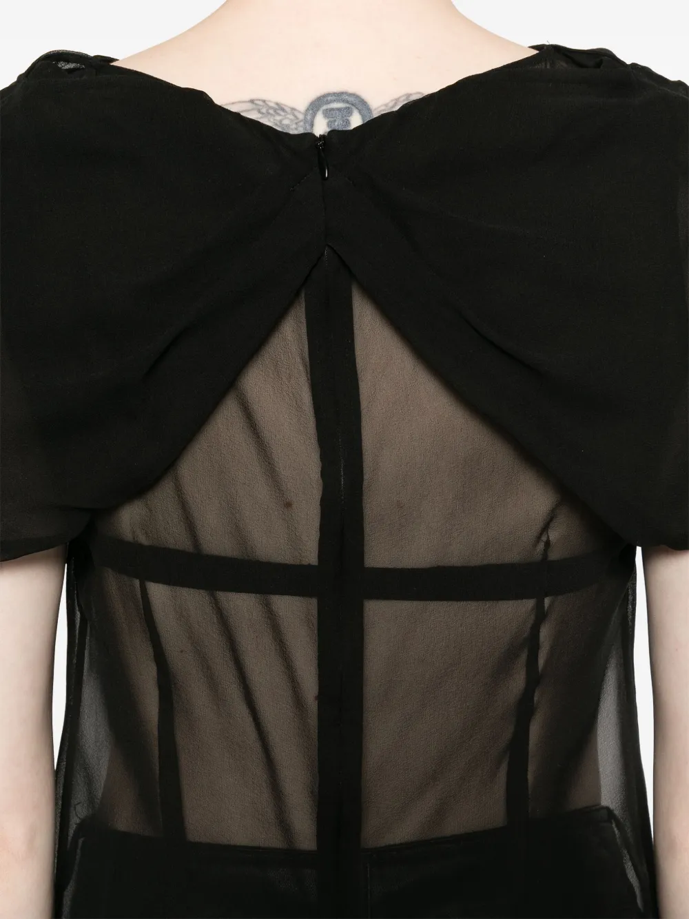 Simone Rocha Doorzichtige blouse met strikdetail Zwart