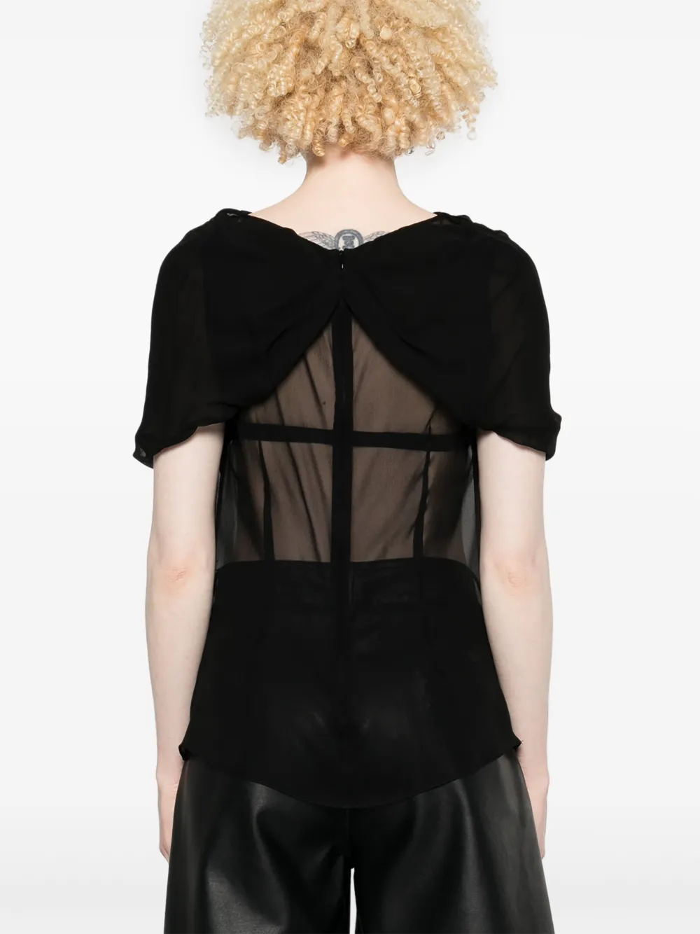 Simone Rocha Doorzichtige blouse met strikdetail Zwart