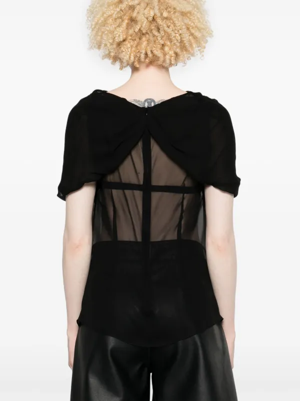 Simone Rocha リボン シアーブラウス | ブラック | FARFETCH JP