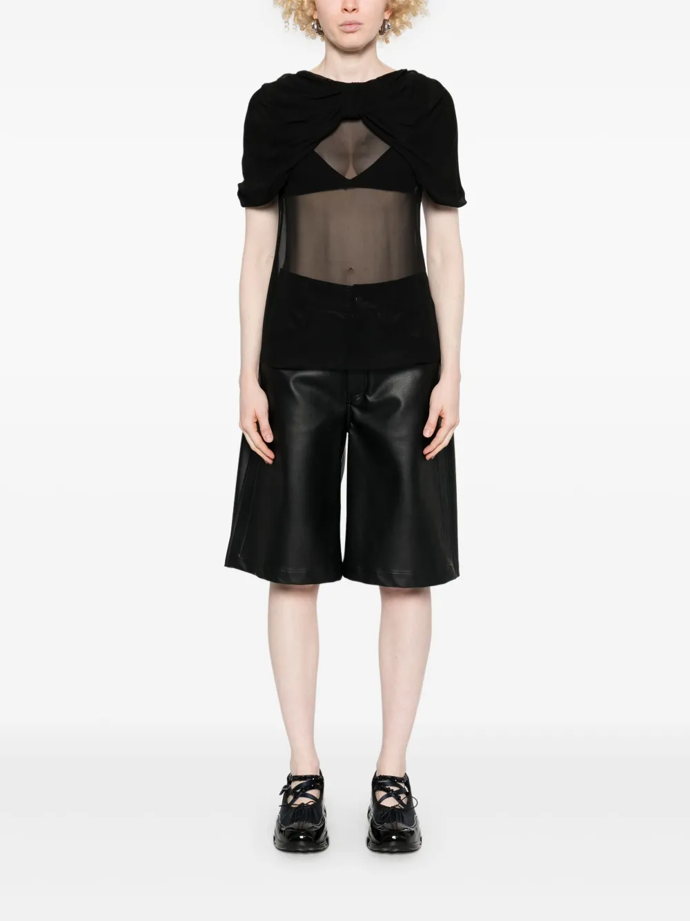 Simone Rocha Doorzichtige blouse met strikdetail - Zwart