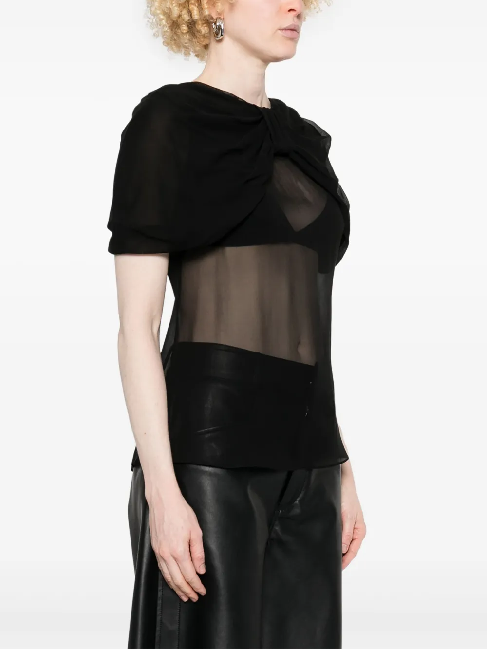 Simone Rocha Doorzichtige blouse met strikdetail Zwart