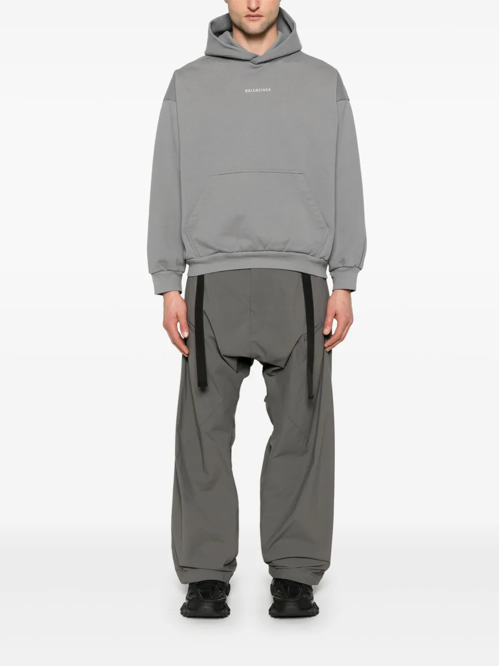 Balenciaga Hoodie met reflecterend logo - Grijs