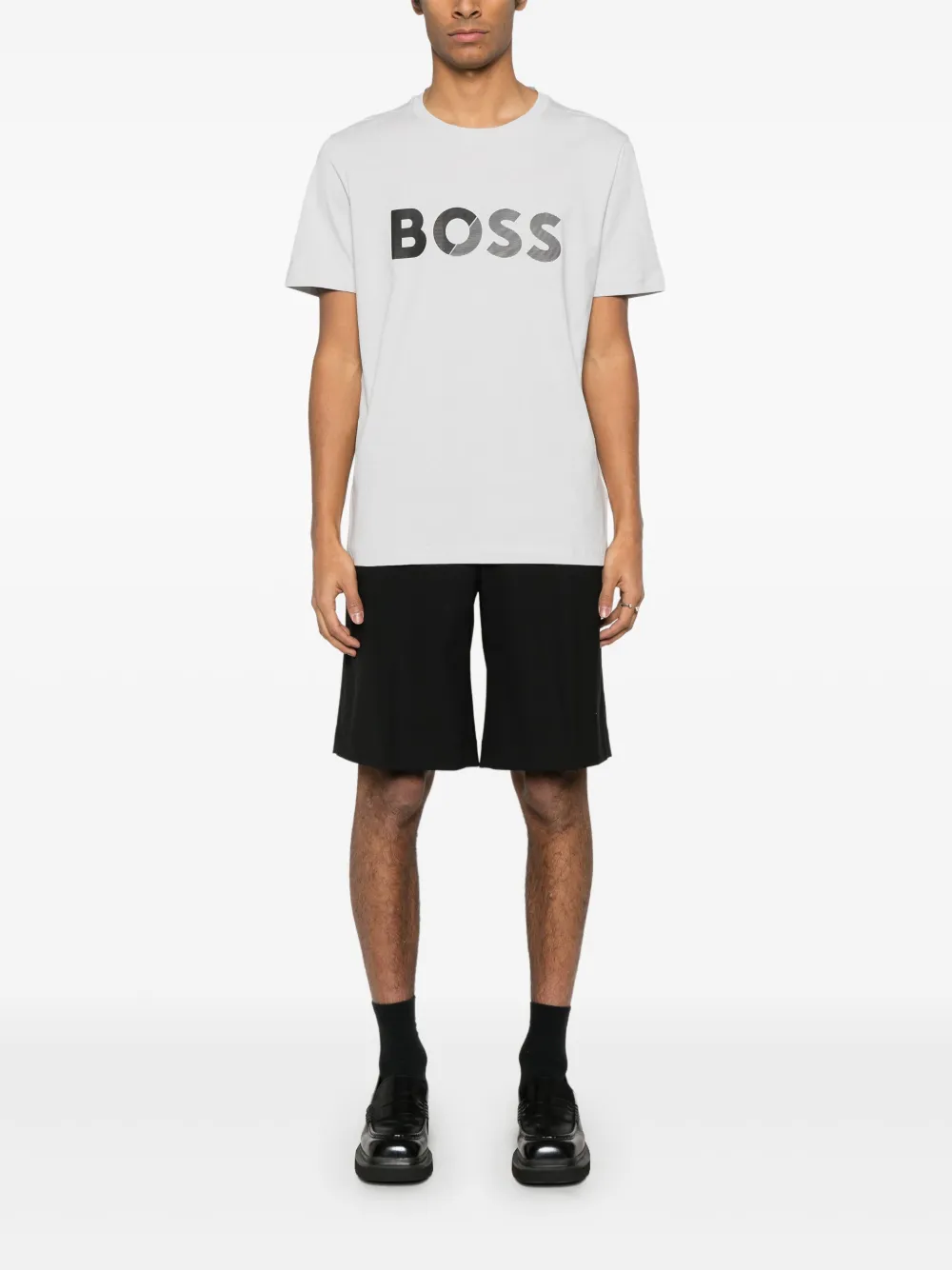 BOSS T-shirt met logoprint - Grijs