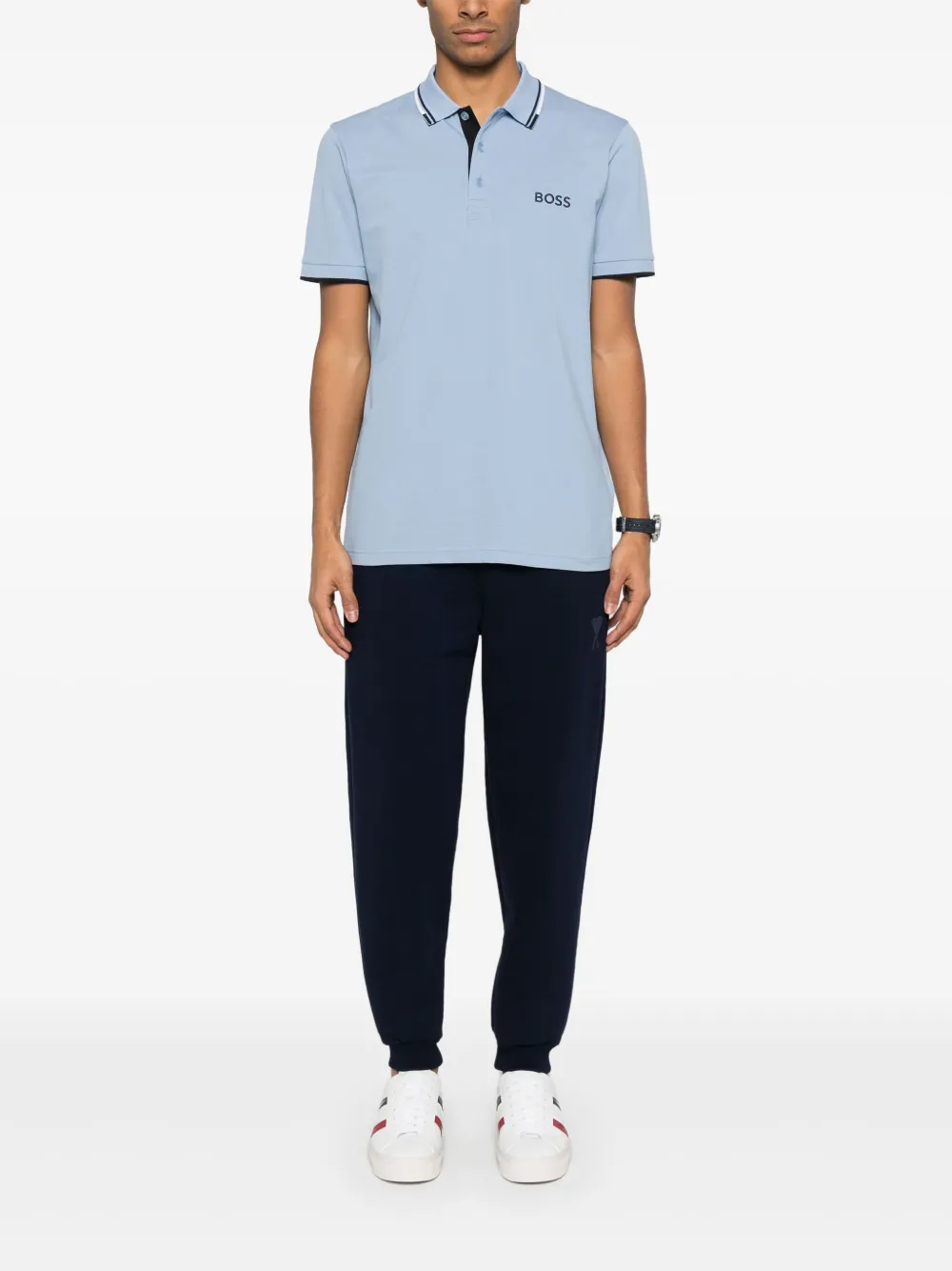 BOSS contrast-logo polo shirt - Blauw