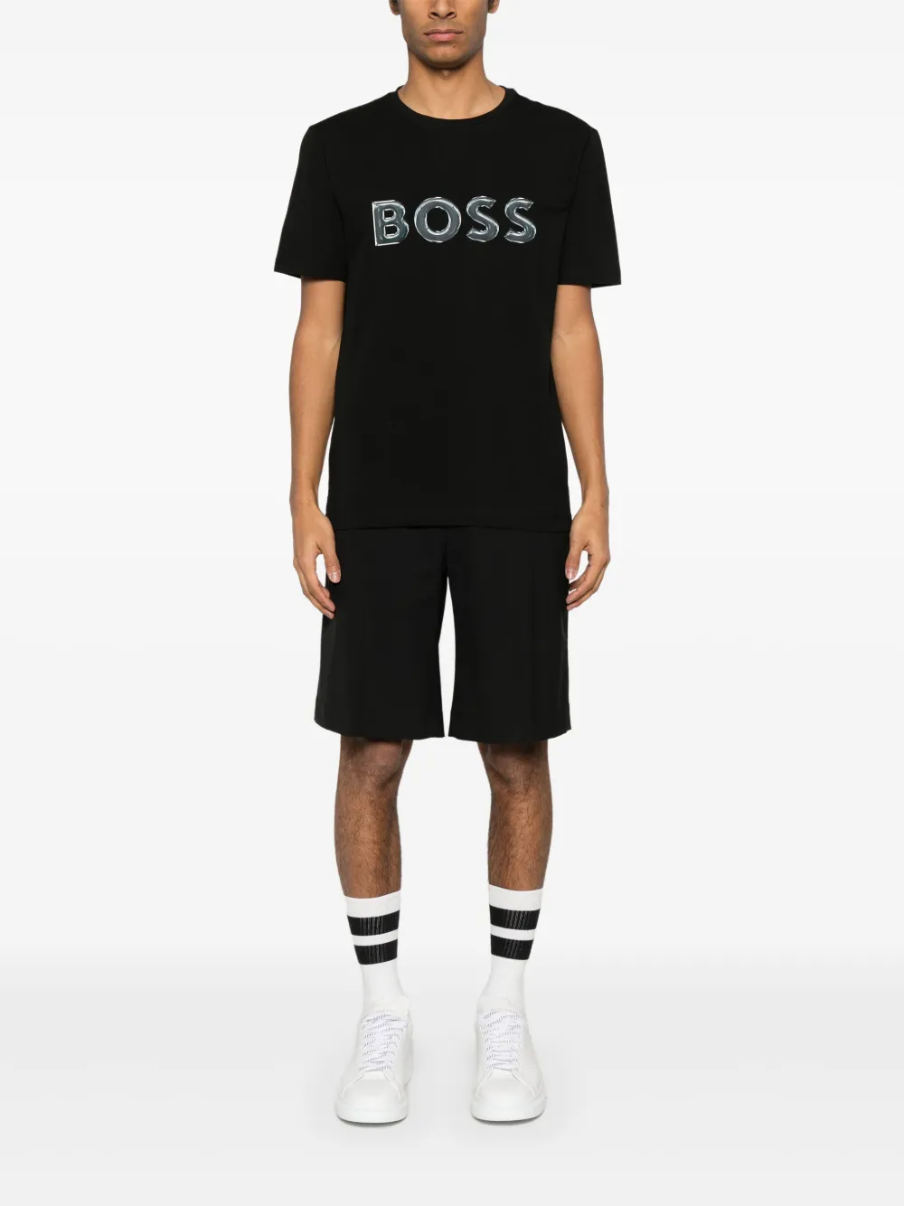 BOSS T-shirt met logoprint - Zwart