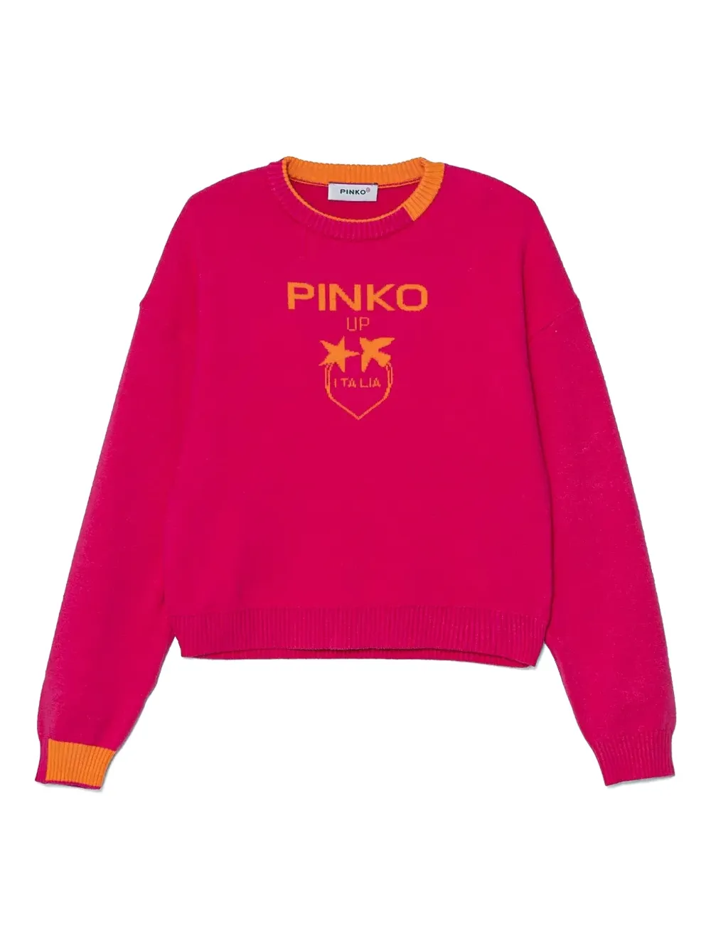 Pinko Kids Intarsia trui met logo Roze