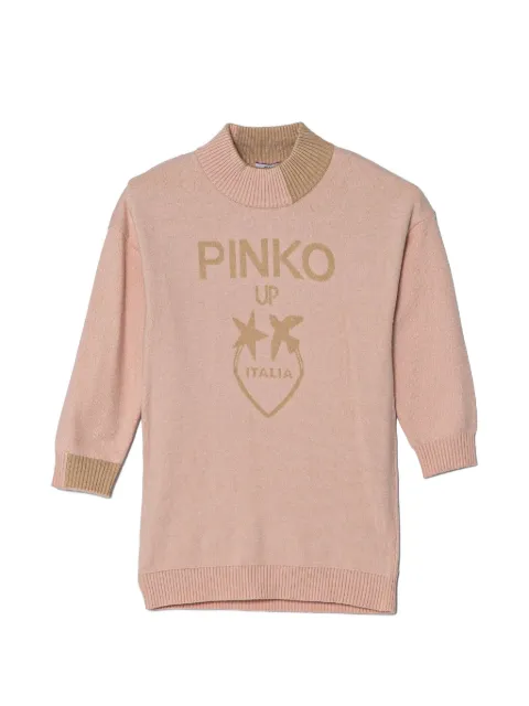 Pinko Kids logo-intarsia knitted mini dress