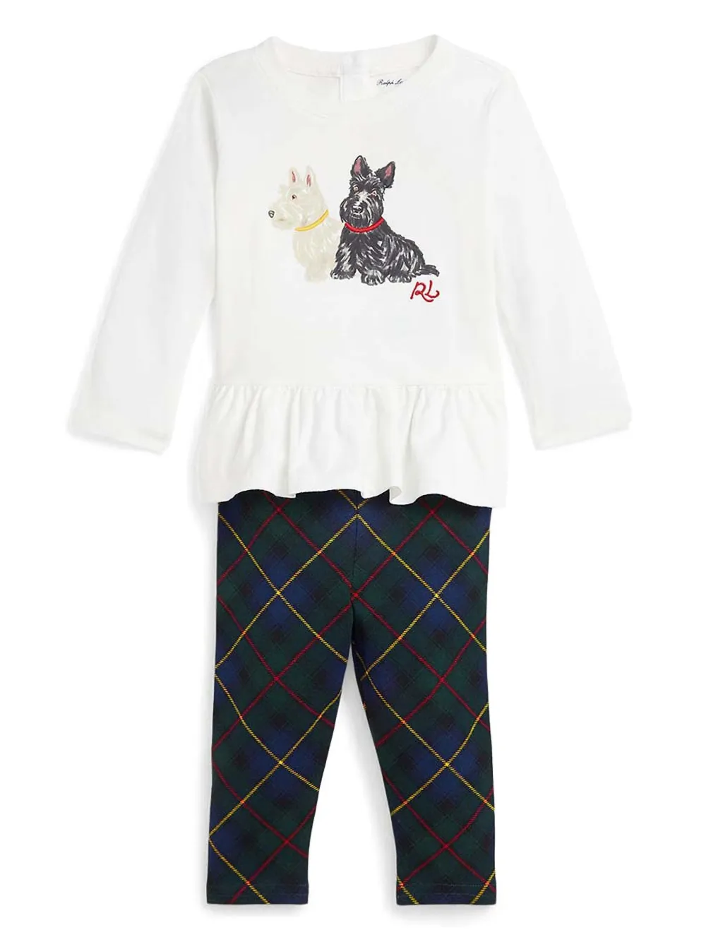 POLO RALPH LAUREN KIDS Top en broek met hondenprint Wit