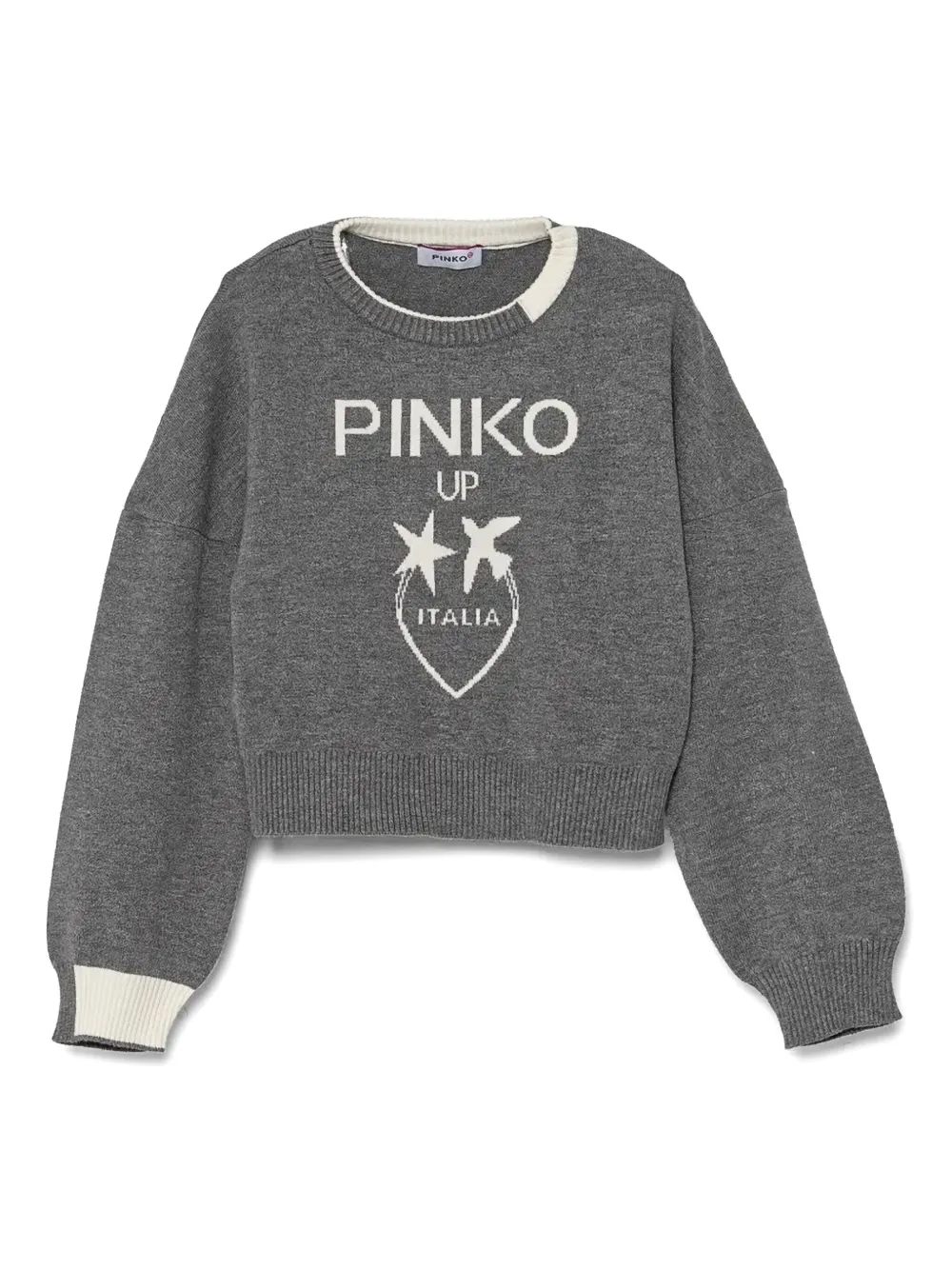 Pinko Kids Intarsia trui met logo Grijs