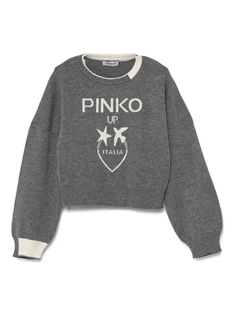 Pinko Kids intarsia knit-logo sweater 
